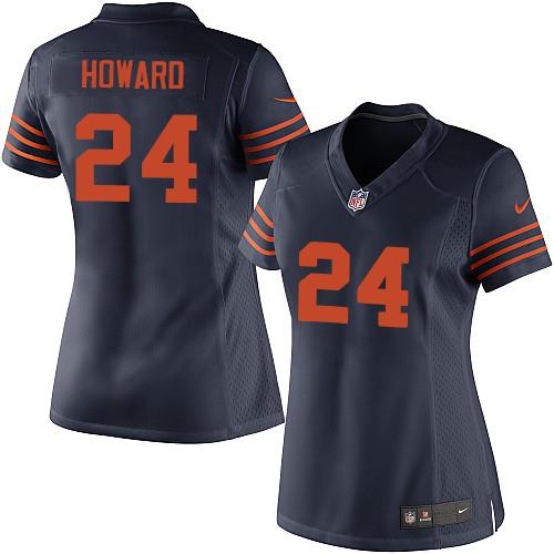 Nike Bears #24 Jordan Howard Navy Blue Women's Stitched NFL 1940s Throwback Elite Jersey
