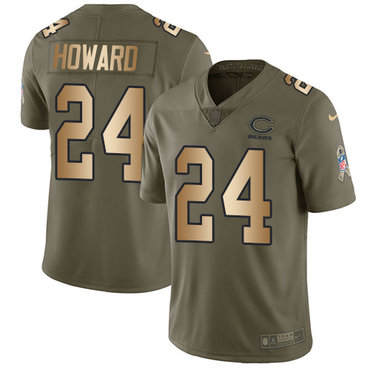 Nike Bears #24 Jordan Howard Olive Gold Men's Stitched NFL Limited 2017 Salute To Service Jersey