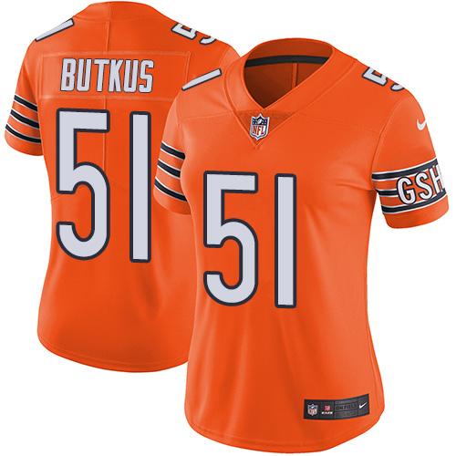 Nike Bears #51 Dick Butkus Orange Women's Stitched NFL Limited Rush Jersey - 副本