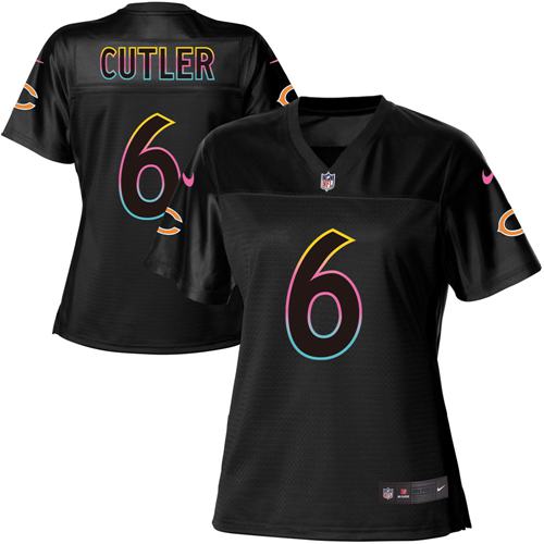 Nike Bears #6 Jay Cutler Black Women's NFL Fashion Game Jersey