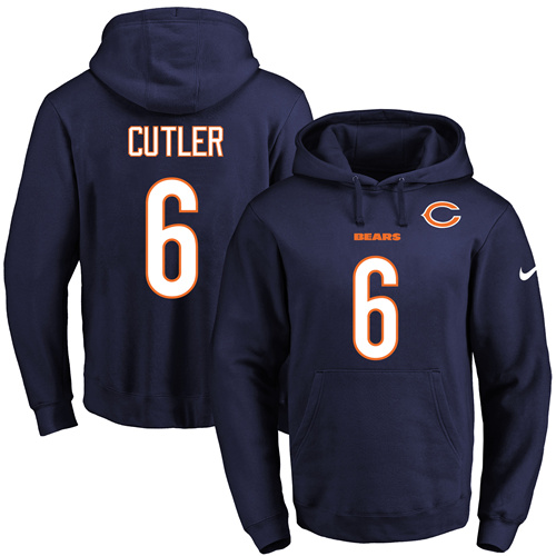 Nike Bears #6 Jay Cutler Navy Blue Name & Number Pullover NFL Hoodie