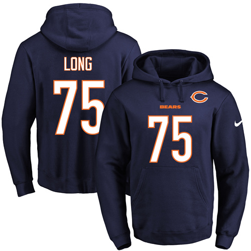 Nike Bears #75 Kyle Long Navy Blue Name & Number Pullover NFL Hoodie