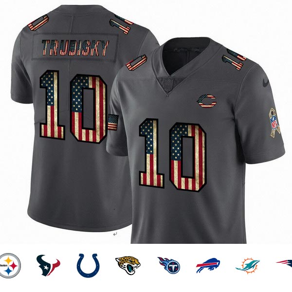 Nike Bears 10 Mitchell Trubisky 2019 Salute To Service USA Flag Fashion Limited Jersey
