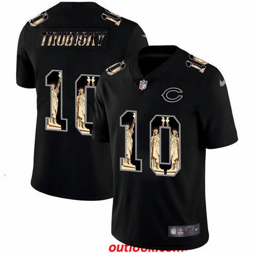 Nike Bears 10 Mitchell Trubisky Black Statue Of Liberty Limited Jersey