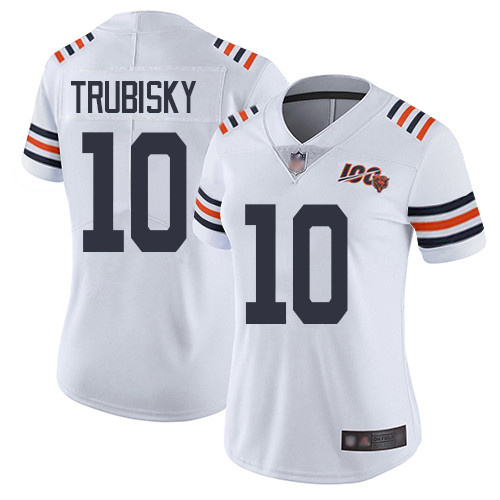 Nike Bears 10 Mitchell Trubisky White Women 2019 100th Season Alternate Classic Vapor Untouchable Limited Jersey