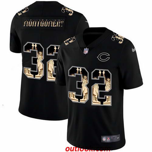 Nike Bears 32 David Montgomery Black Statue Of Liberty Limited Jersey
