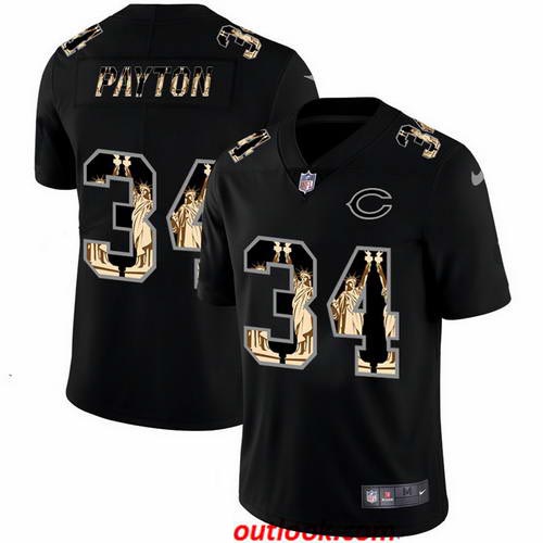 Nike Bears 34 Walter Payton Black Statue Of Liberty Limited Jersey