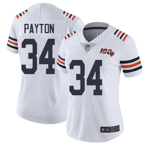 Nike Bears 34 Walter Payton White Women 2019 100th Season Alternate Classic Retired Vapor Untouchable Limited Jersey