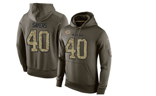 Nike Bears 40 Gale Sayers Olive Green Salute To Service Pullover Hoodie