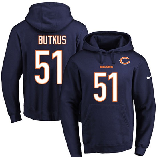 Nike Bears 51 Dick Butkus Navy Men's Pullover Hoodie