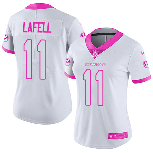 Nike Bengals #11 Brandon LaFell White Pink Women's Stitched NFL Limited Rush Fashion Jersey