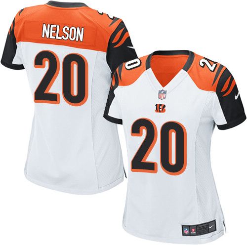 Nike Bengals #20 Reggie Nelson White Women's Stitched NFL Elite Jersey