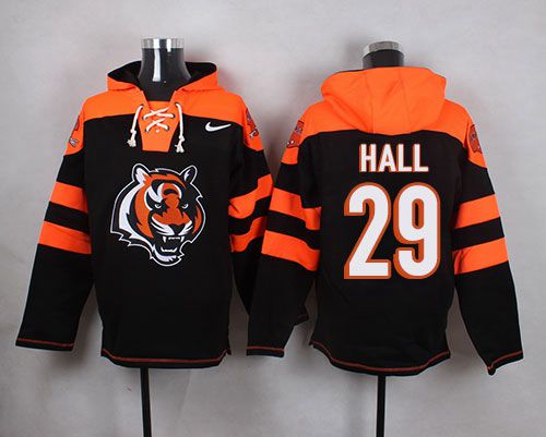 Nike Bengals #29 Leon Hall Black Player Pullover NFL Hoodie