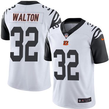 Nike Bengals #32 Mark Walton White Men's Stitched NFL Limited Rush Jersey