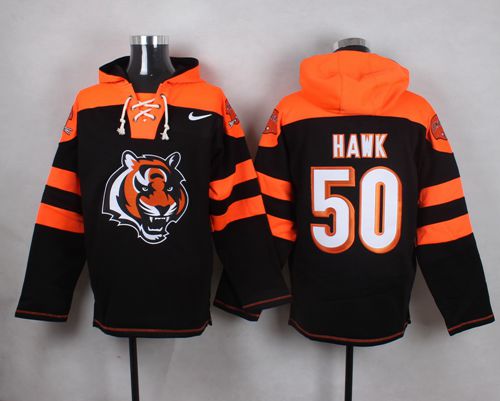 Nike Bengals #50 A.J. Hawk Black Player Pullover NFL Hoodie