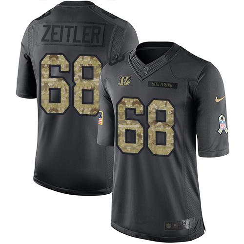 Nike Bengals #68 Kevin Zeitler Black Men's Stitched NFL Limited 2016 Salute to Service Jersey