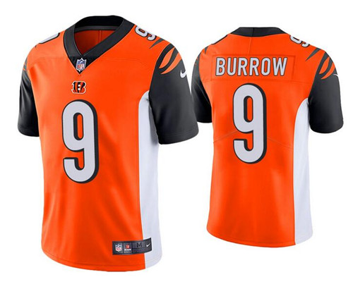 Nike Bengals 9 Joe Burrow Orange Black 2020 NFL Draft First Round Pick Vapor Untouchable Limited Jersey