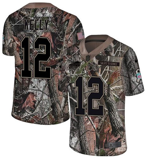 Nike Bills #12 Jim Kelly Camo Men's Stitched NFL Limited Rush Realtree Jersey