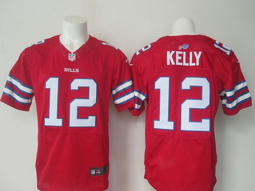Nike Bills #12 Jim Kelly Red Men's Stitched NFL Elite Rush Jersey