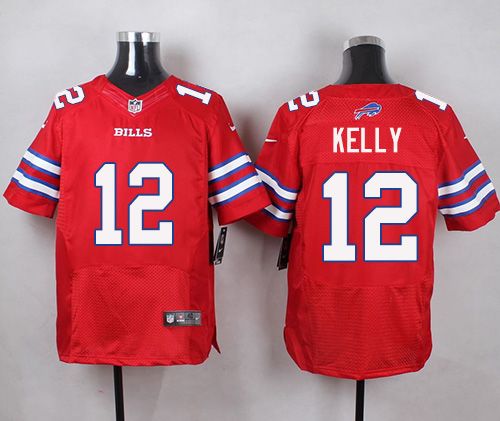 Nike Bills #12 Jim Kelly Red Men's Stitched NFL Elite Rush Jersey