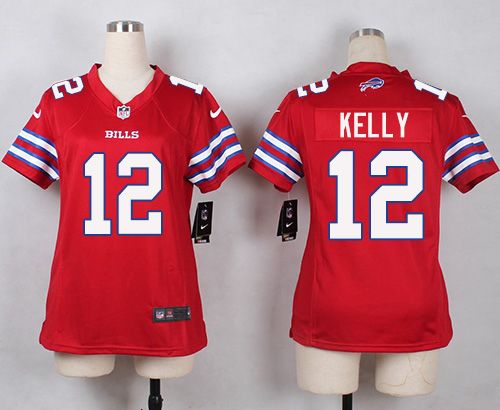 Nike Bills #12 Jim Kelly Red Women's Stitched NFL Limited Rush Jersey
