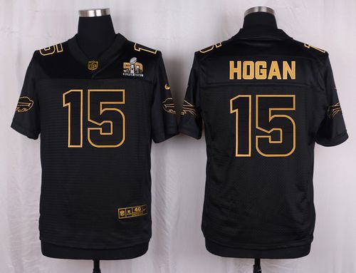 Nike Bills #15 Chris Hogan Black Men's Stitched NFL Elite Pro Line Gold Collection Jersey