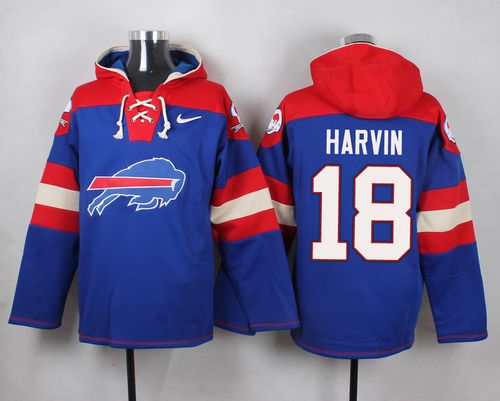 Nike Bills #18 Percy Harvin Royal Blue Player Pullover NFL Hoodie