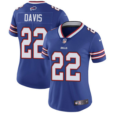 Nike Bills #22 Vontae Davis Royal Blue Team Color Women's Stitched NFL Vapor Untouchable Limited Jersey