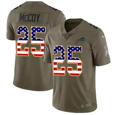 Nike Bills #25 LeSean McCoy Olive USA Flag Men's Stitched NFL Limited 2017 Salute To Service Jersey