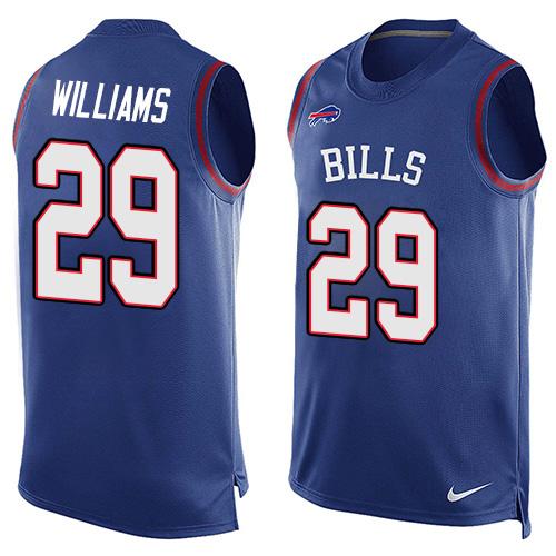 Nike Bills #29 Karlos Williams Royal Blue Team Color Men's Stitched NFL Limited Tank Top Jersey
