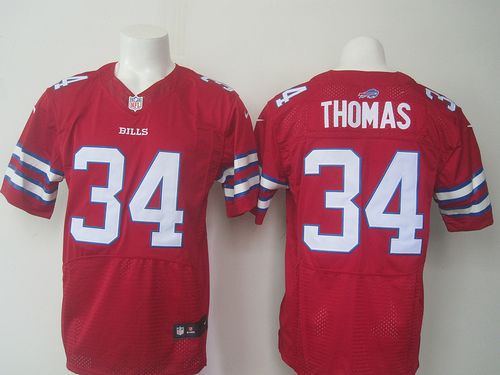 Nike Bills #34 Thurman Thomas Red Men's Stitched NFL Elite Rush Jersey