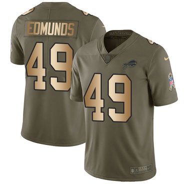 Nike Bills #49 Tremaine Edmunds Olive Gold Men's Stitched NFL Limited 2017 Salute To Service Jersey