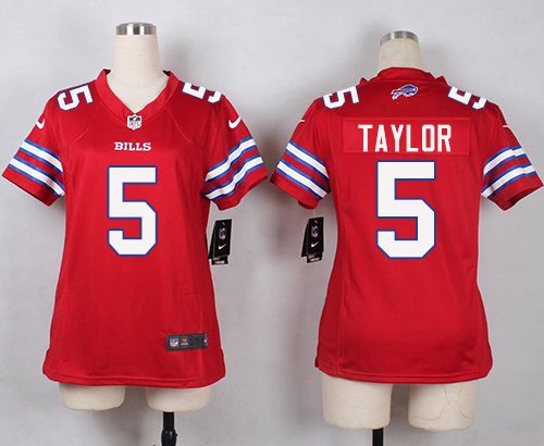 Nike Bills #5 Tyrod Taylor Red Women's Stitched NFL Limited Rush Jersey