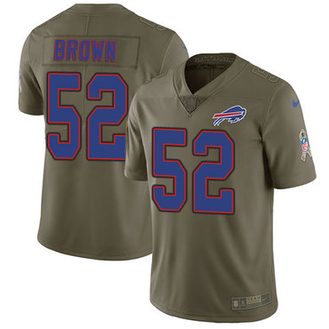 Nike Bills #52 Preston Brown Olive Youth Stitched NFL Limited 2017 Salute to Service Jersey