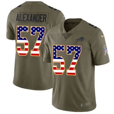 Nike Bills #57 Lorenzo Alexander Olive USA Flag Men's Stitched NFL Limited 2017 Salute To Service Jersey
