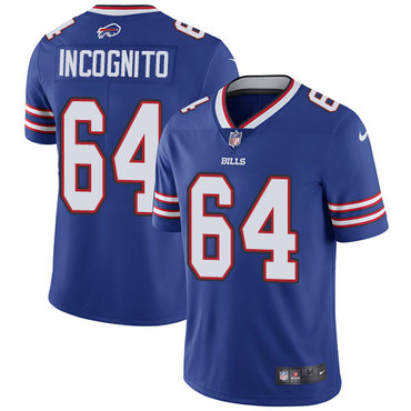 Nike Bills #64 Richie Incognito Royal Blue Team Color Youth Stitched NFL Vapor Untouchable Limited Jersey