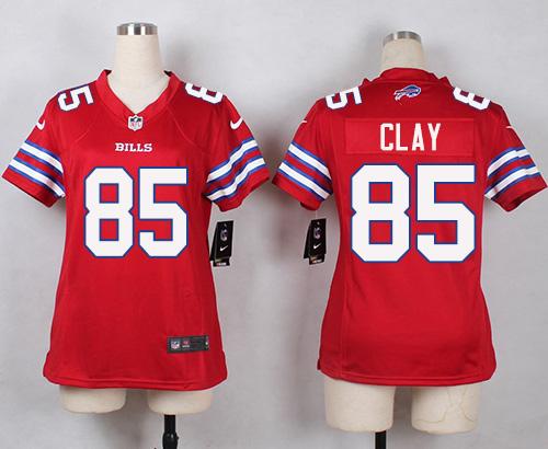 Nike Bills #85 Charles Clay Red Women's Stitched NFL Limited Rush Jersey