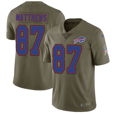 Nike Bills #87 Jordan Matthews Olive Youth Stitched NFL Limited 2017 Salute to Service Jersey