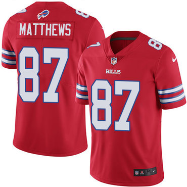 Nike Bills #87 Jordan Matthews Red Youth Stitched NFL Limited Rush Jersey