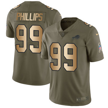 Nike Bills #99 Harrison Phillips Olive Gold Men's Stitched NFL Limited 2017 Salute To Service Jersey