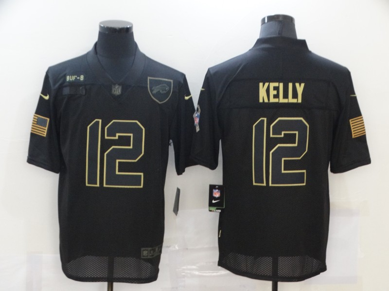 Nike Bills 12 Jim Kelly Black 2020 Salute To Service Limited Jersey