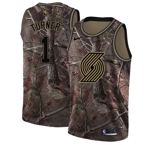 Nike Blazers #1 Evan Turner Camo NBA Swingman Realtree Collection Jersey