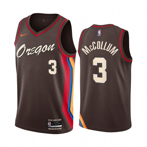 Nike Blazers #3 C.J. McCollum Chocolate NBA Swingman 2020-21 City Edition Jersey