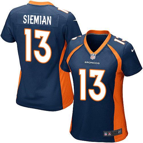 Nike Broncos #13 Trevor Siemian Blue Alternate Women's Stitched NFL New Elite Jersey