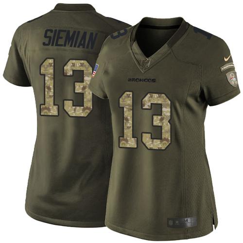 Nike Broncos #13 Trevor Siemian Green Women's Stitched NFL Limited Salute to Service Jersey