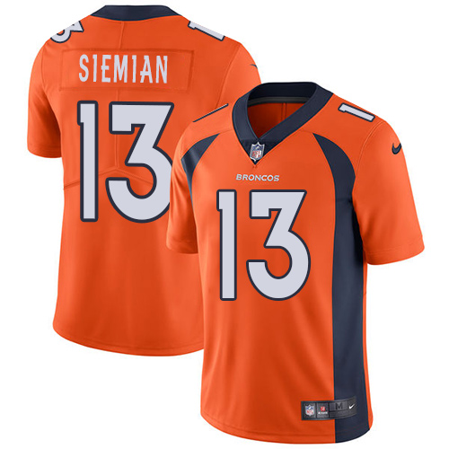 Nike Broncos #13 Trevor Siemian Orange Team Color Men's Stitched NFL Vapor Untouchable Limited Jersey