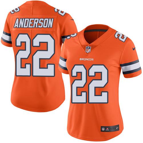 Nike Broncos #22 C.J. Anderson Orange Women's Stitched NFL Limited Rush Jersey