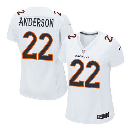 Nike Broncos #22 C.J. Anderson White Women's Stitched NFL Game Event Jersey