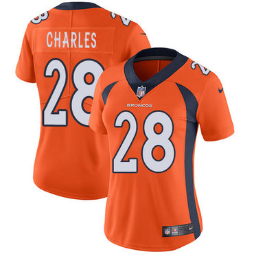 Nike Broncos #28 Jamaal Charles Orange Team Color Women's Stitched NFL Vapor Untouchable Limited Jersey