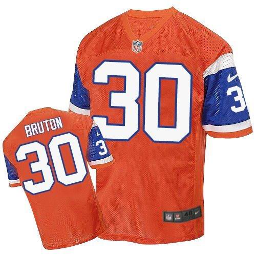 Nike Broncos #30 David Bruton Orange Throwback Men's Stitched NFL Elite Jersey